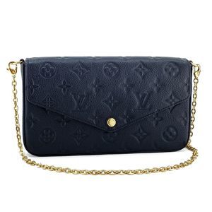 Louis Vuitton Pochette Felicie Empreinte Leather Shoulder Bag Black